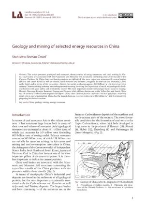 Geology and Mining of Selected Energy Resources in China