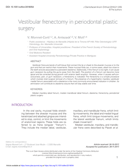 Vestibular Frenectomy in Periodontal Plastic Surgery