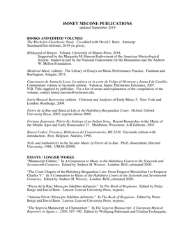 HONEY MECONI: PUBLICATIONS Updated September 2019