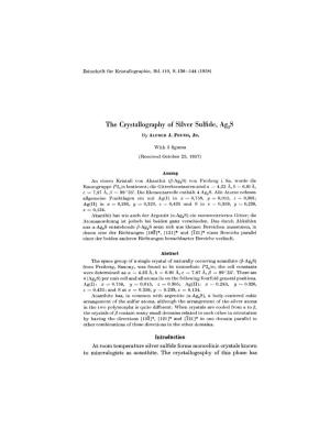 The Crystallography of Silver Sulfide, Ag2s by ALFRED J