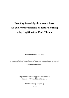 An Exploratory Analysis of Doctoral Writing Using Legitimation Code Theory