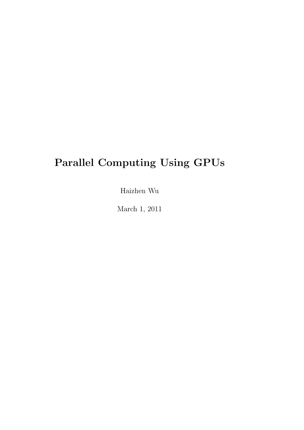 Parallel Computing Using Graphics Cards