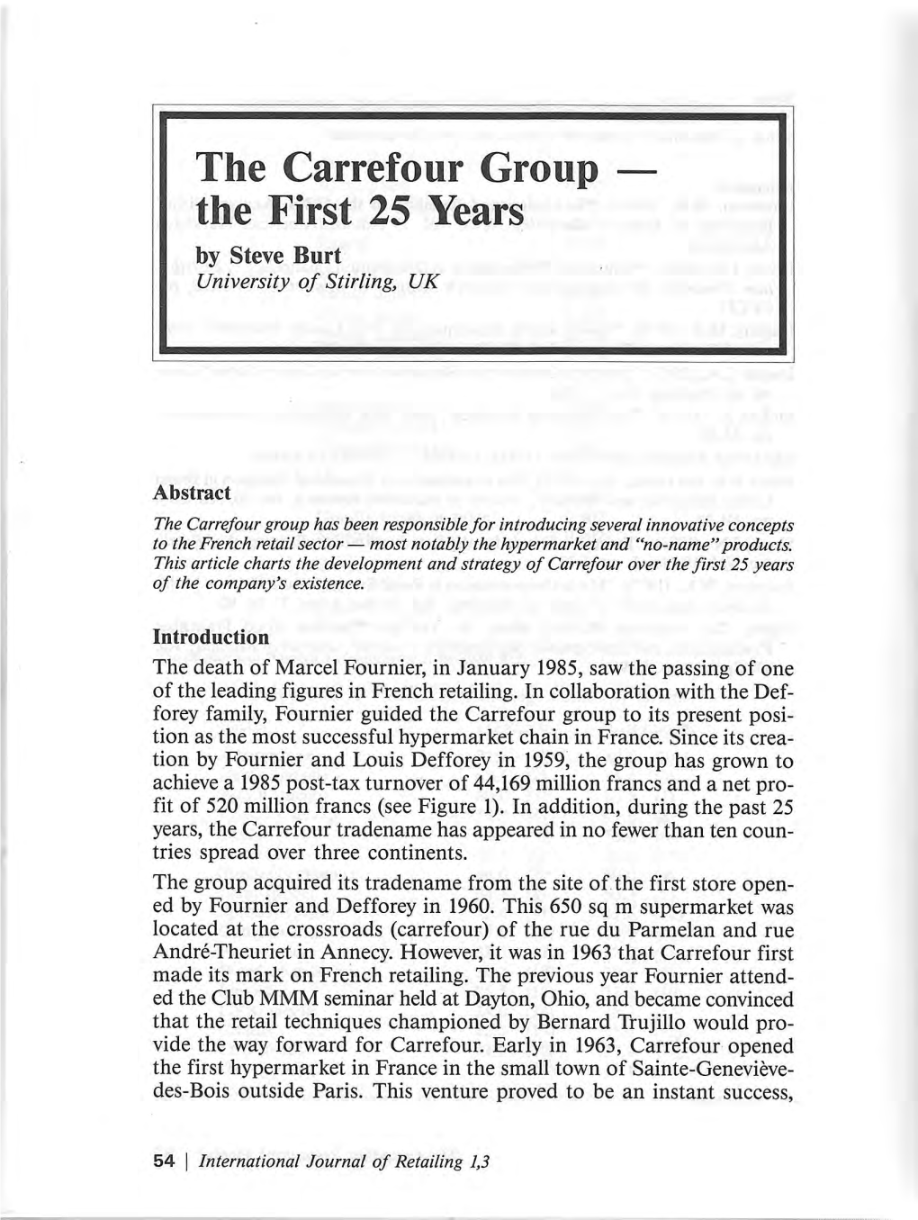The Carrefour Group the First 25 Years