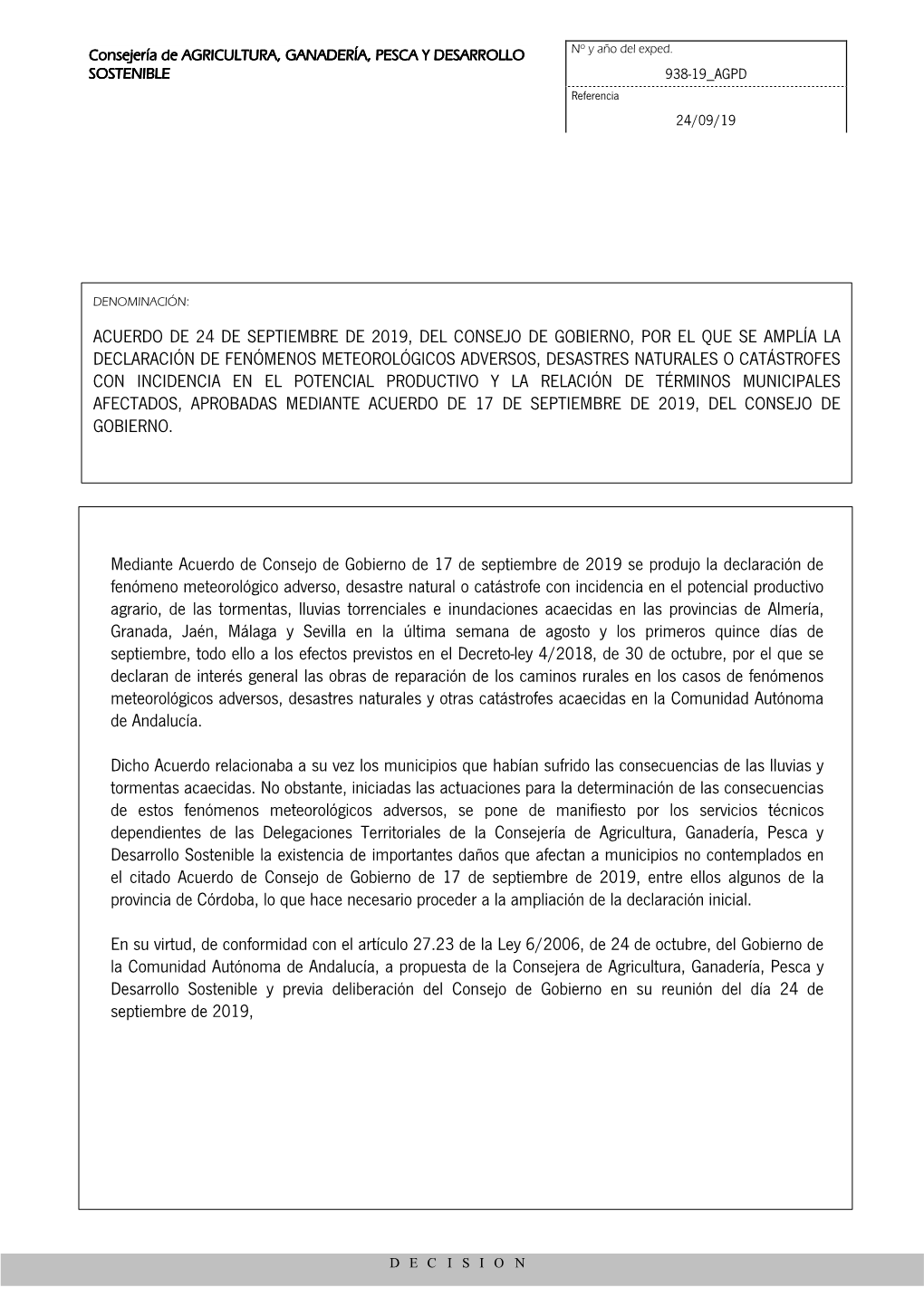 Acuerdo CG Amplia Declaración Fenómenos