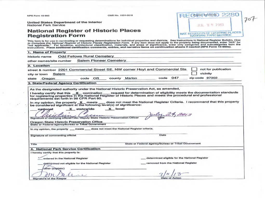 NPS Form 10-900 OMB No