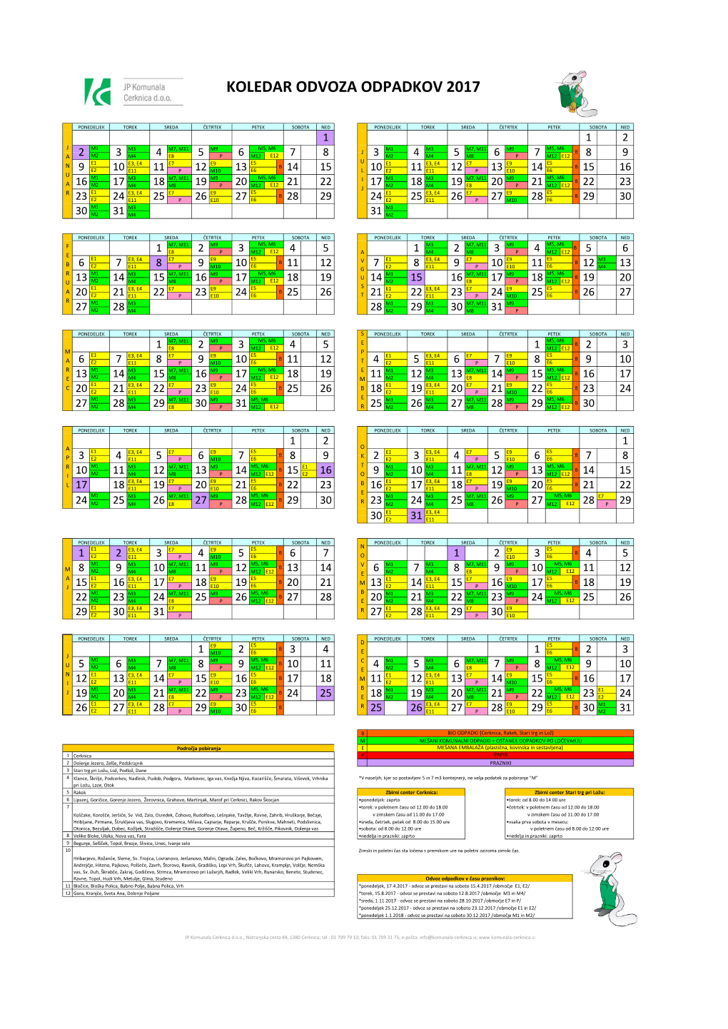 Koledar Odvoza Odpadkov 2017 Za Občini