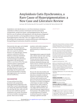 Amyloidosis Cutis Dyschromica, a Rare Cause of Hyperpigmentation