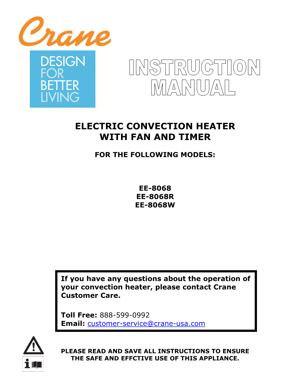 Electric Convection Heater with Fan and Timer