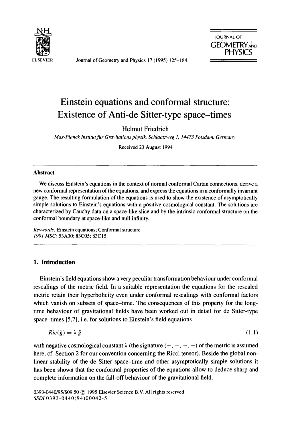 Einstein Equations and Conformal Structure: Existence of Anti-De Sitter-Type Space-Times