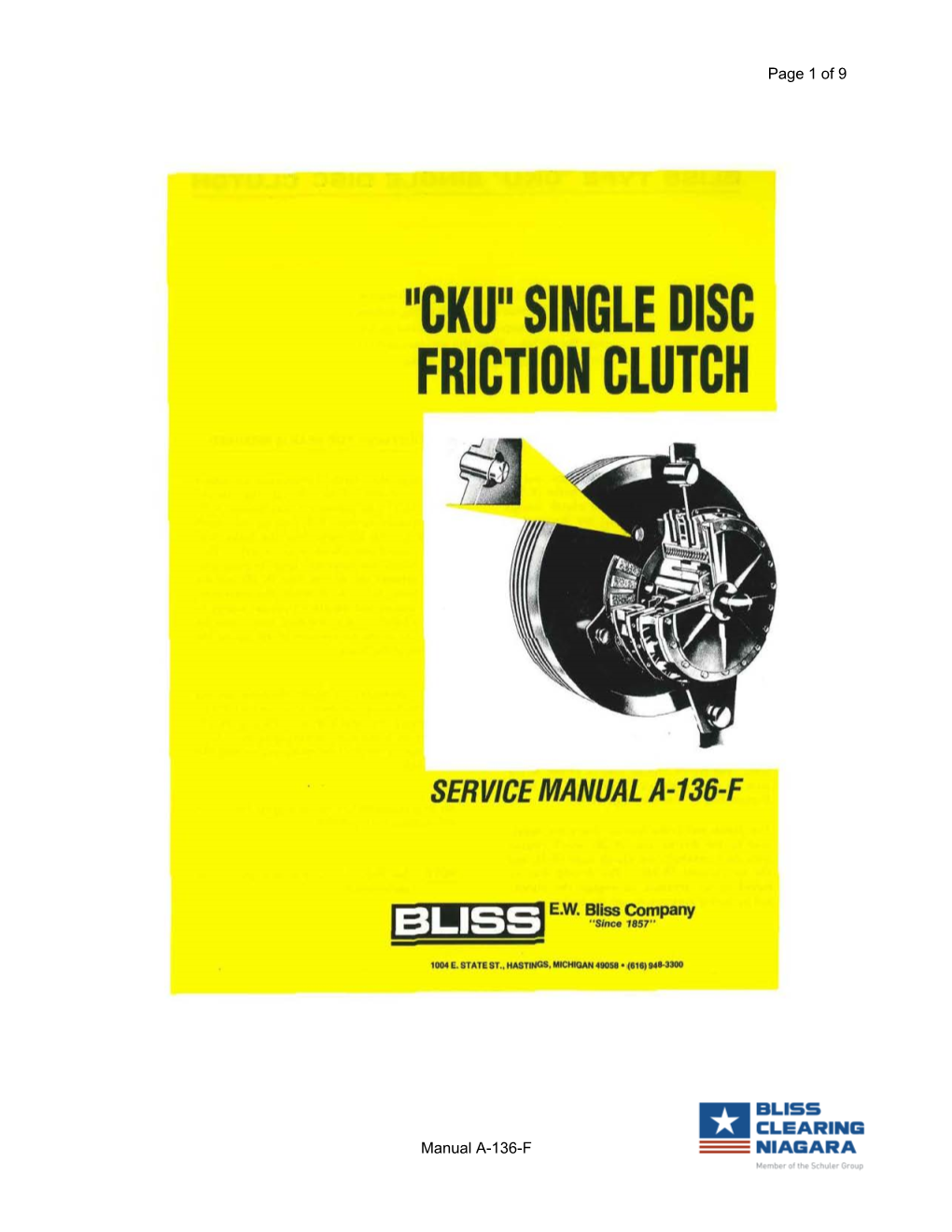 11Cku11 Single Disc Friction Clutch