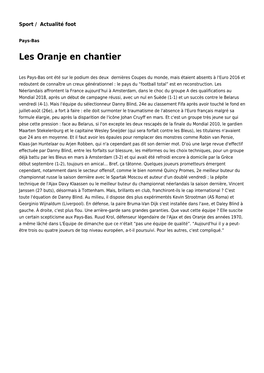 Les Oranje En Chantier: Toute L'actualité Sur Liberte-Algerie.Com