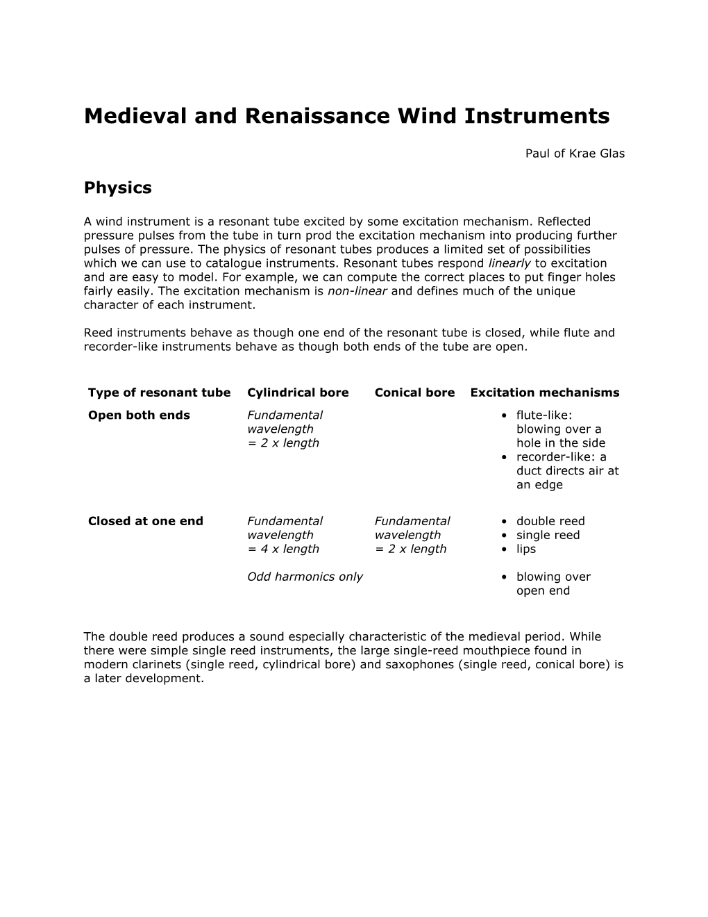 Medieval Wind Instruments
