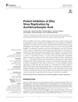 Potent Inhibition of Zika Virus Replication by Aurintricarboxylic Acid