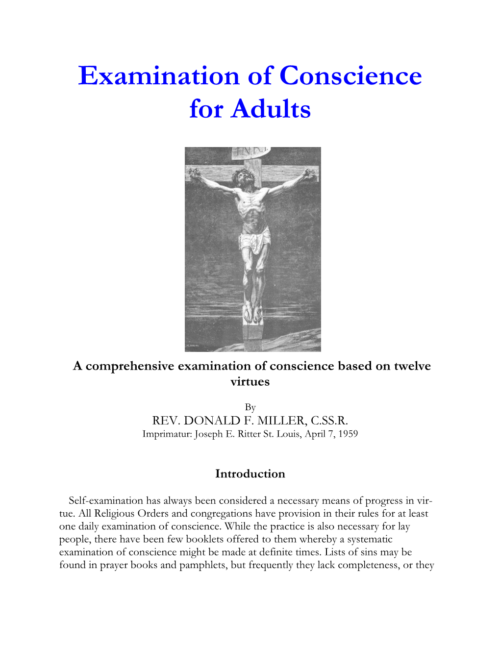 Examination of Conscience for Adults