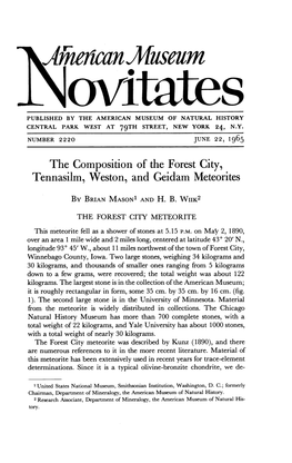 K/1Iieiican Gmuseum Loitates PUBLISHED by the AMERICAN MUSEUM of NATURAL HISTORY CENTRAL PARK WEST at 79TH STREET, NEW YORK 24, N.Y