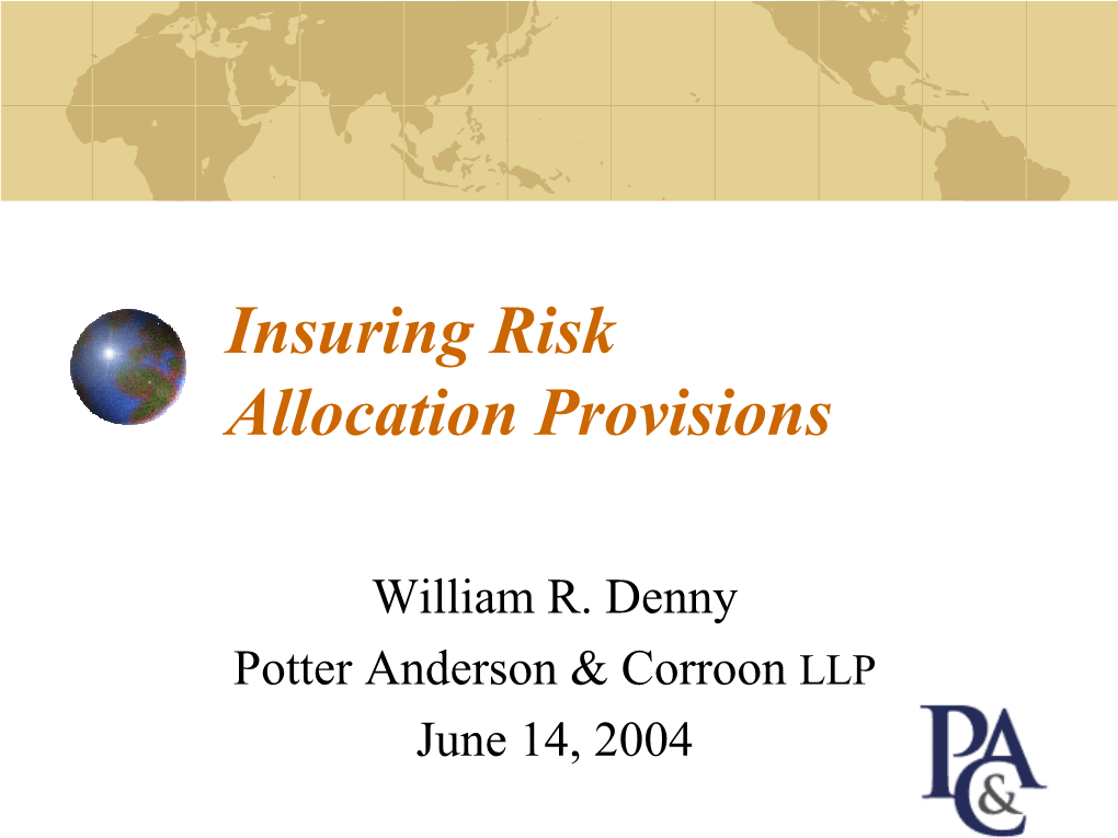 Insuring Risk Allocation Provisions