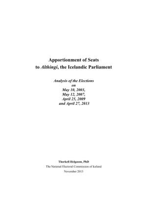 Apportionment of Seats to Althingi, the Icelandic Parliament
