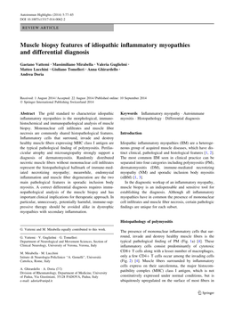 Muscle Biopsy Features of Idiopathic Inflammatory Myopathies And