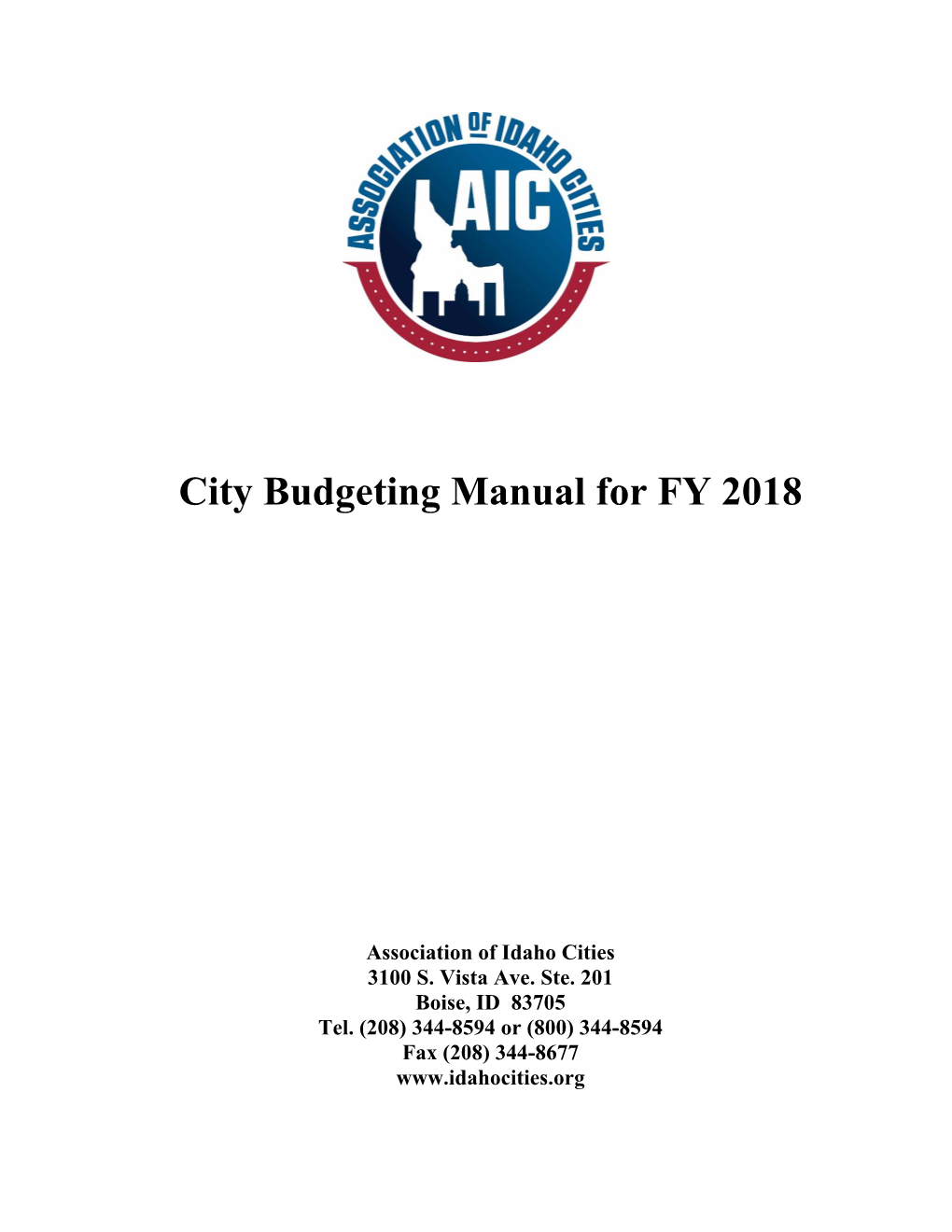City Budgeting Manual for FY 2018