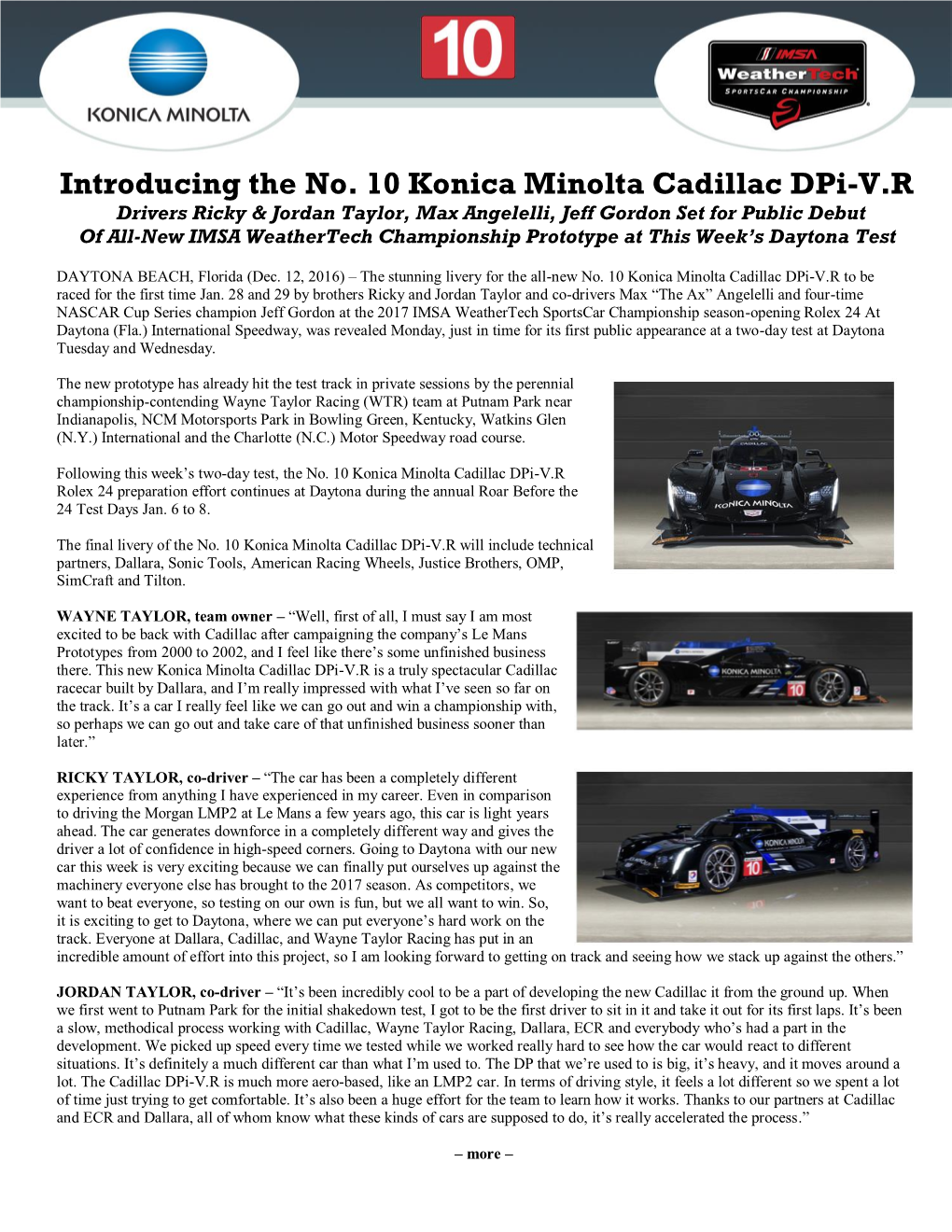 Introducing the No. 10 Konica Minolta Cadillac Dpi-V.R