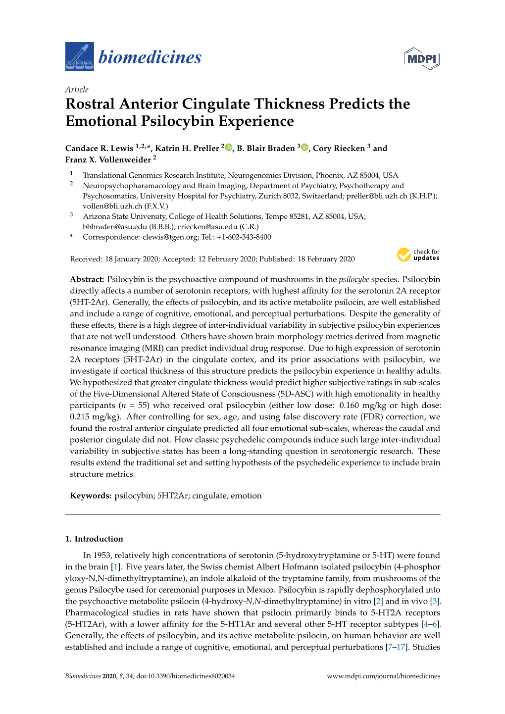 Rostral Anterior Cingulate Thickness Predicts the Emotional Psilocybin Experience