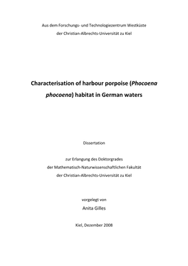 Characterisation of Harbour Porpoise (Phocoena Phocoena) Habitat in German Waters