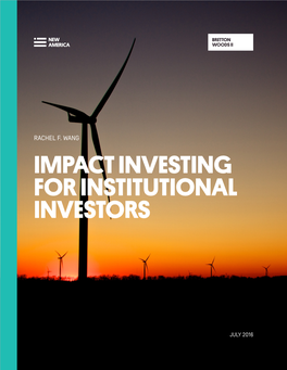 Impact Investing for Institutional Investors