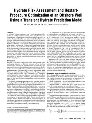 Hydrate Risk Assessment and Restart-Procedure Optimization Of