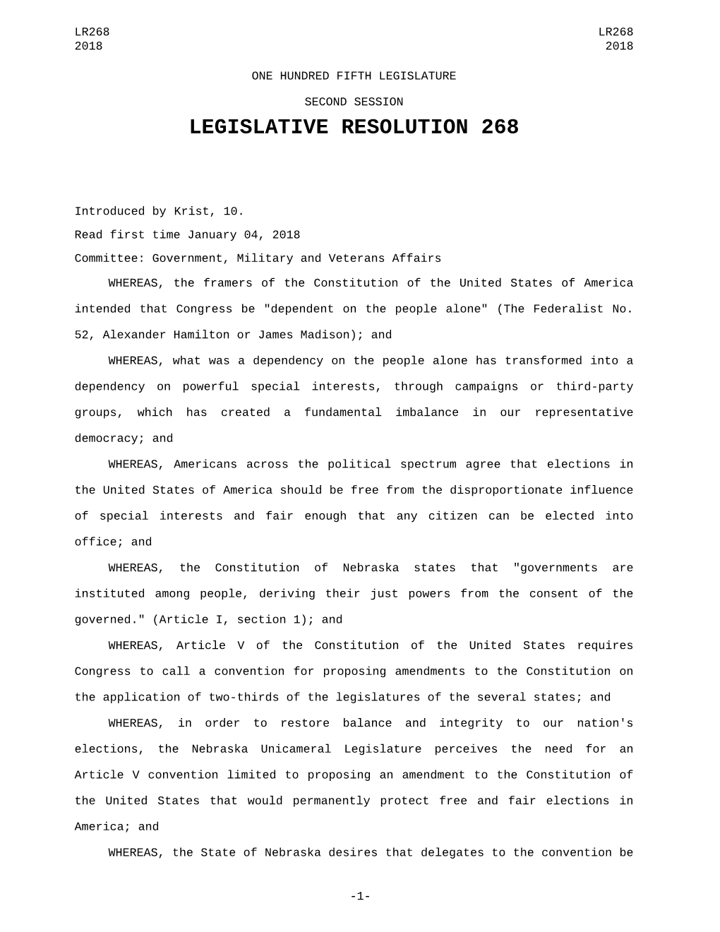 Legislative Resolution 268
