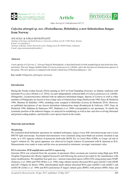 Calycina Alstrupii Sp. Nov. (Pezizellaceae, Helotiales), a New Lichenicolous Fungus from Norway