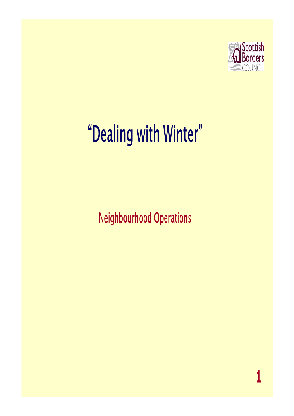 “Dealing with Winter”