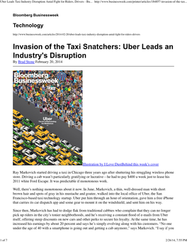 Uber Leads Taxi Industry Disruption Amid Fight for Riders, Drivers - Bu