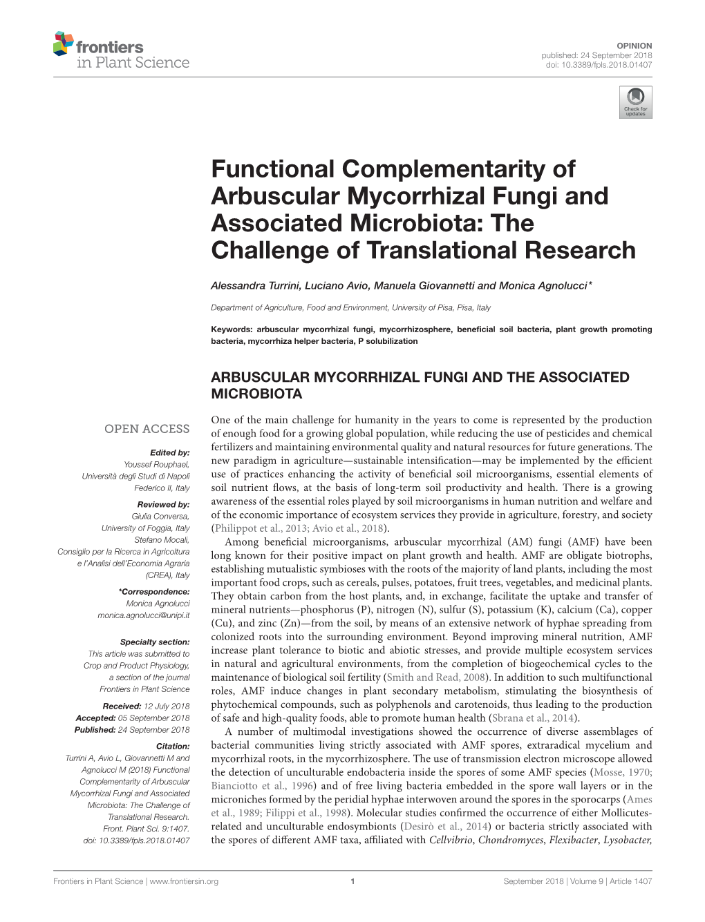 Functional Complementarity of Arbuscular Mycorrhizal Fungi and Associated Microbiota: the Challenge of Translational Research