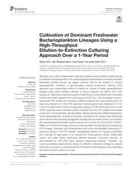 Cultivation of Dominant Freshwater Bacterioplankton Lineages Using a High-Throughput Dilution-To-Extinction Culturing Approach Over a 1-Year Period