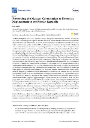 Colonisation As Domestic Displacement in the Roman Republic