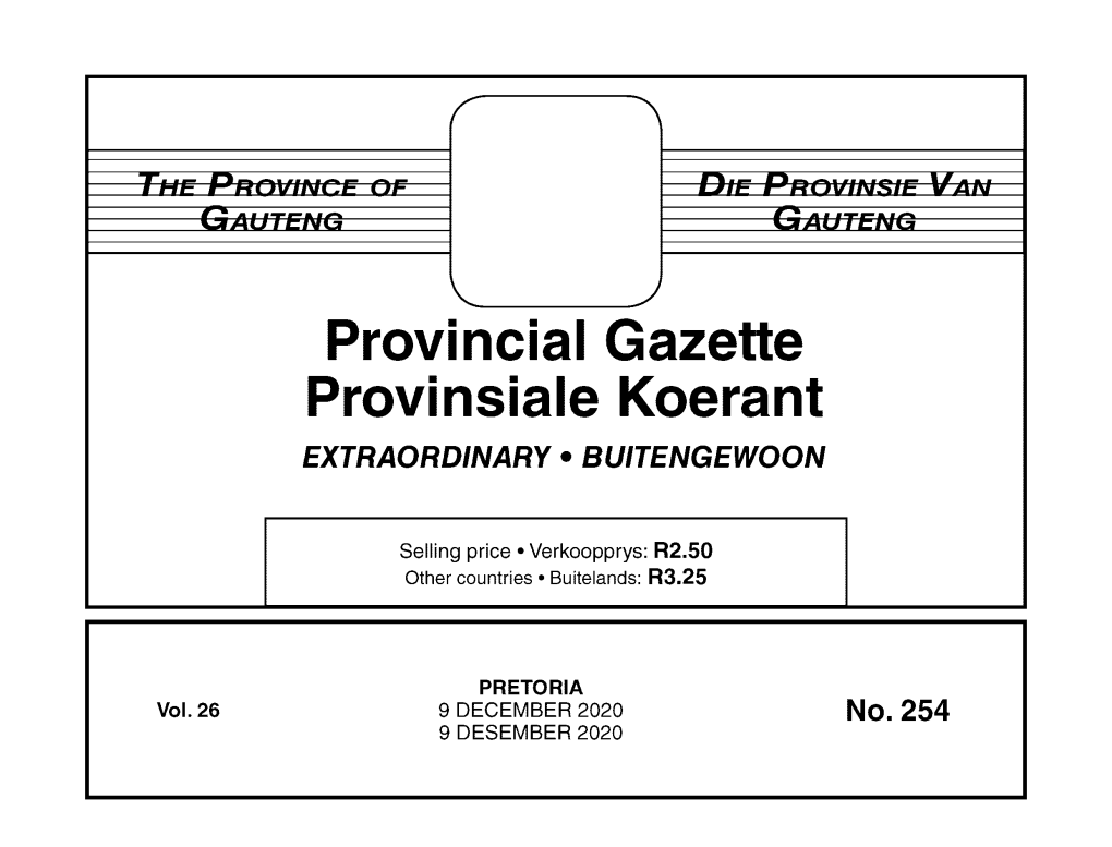 Provincial Gazette Provinsiale Koerant EXTRAORDINARY • BUITENGEWOON