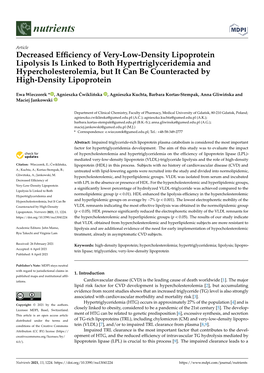 Decreased Efficiency of Very-Low-Density Lipoprotein