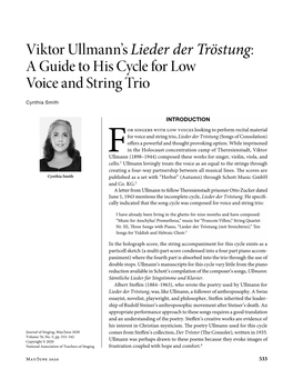 Viktor Ullmann's Lieder Der Tröstung