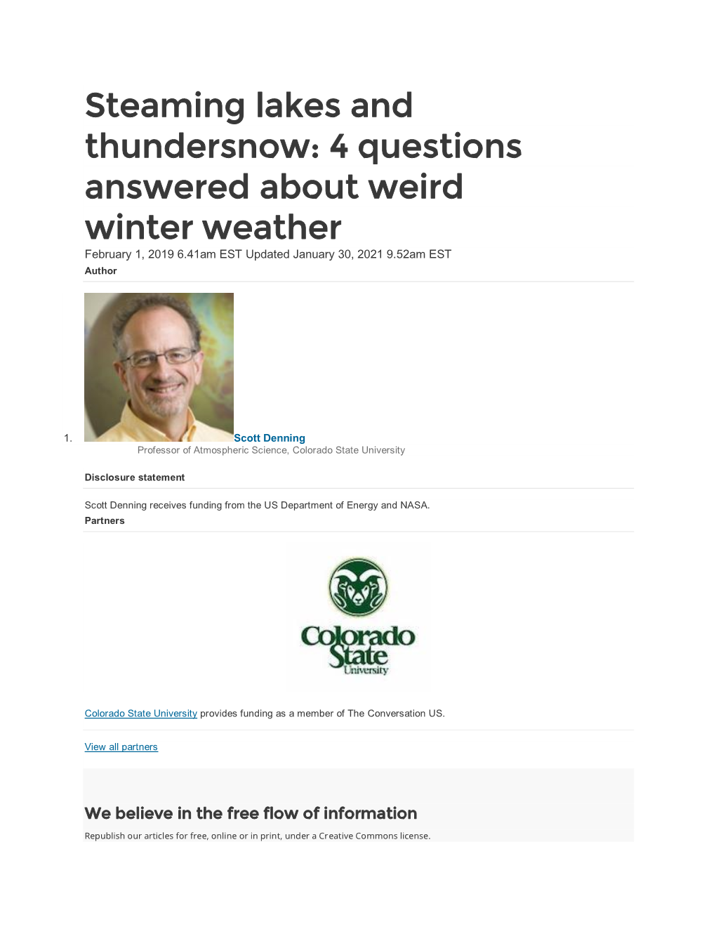 Steaming Lakes and Thundersnow: 4 Questions Answered About Weird Winter Weather February 1, 2019 6.41Am EST Updated January 30, 2021 9.52Am EST Author