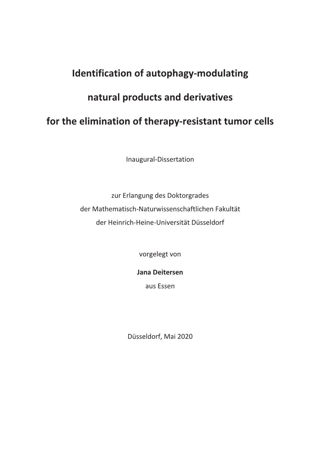 Identification of Autophagy-Modulating Natural Compounds