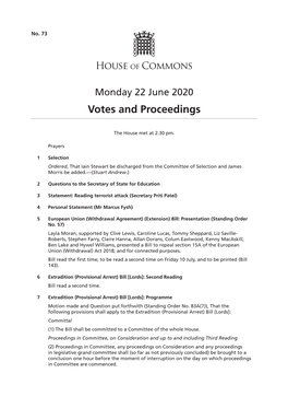 June 2020 Votes and Proceedings