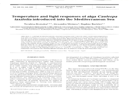 Temperature and Light Responses of Alga Caulerpa Taxifoliaintroduced Into the Mediterranean Sea