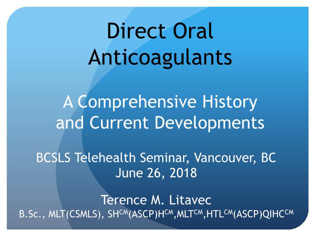 Direct Oral Anticoagulants