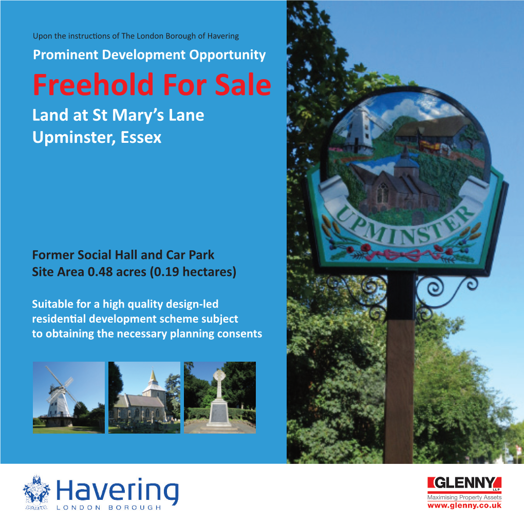 Freehold for Sale Land at St Mary’S Lane Upminster, Essex