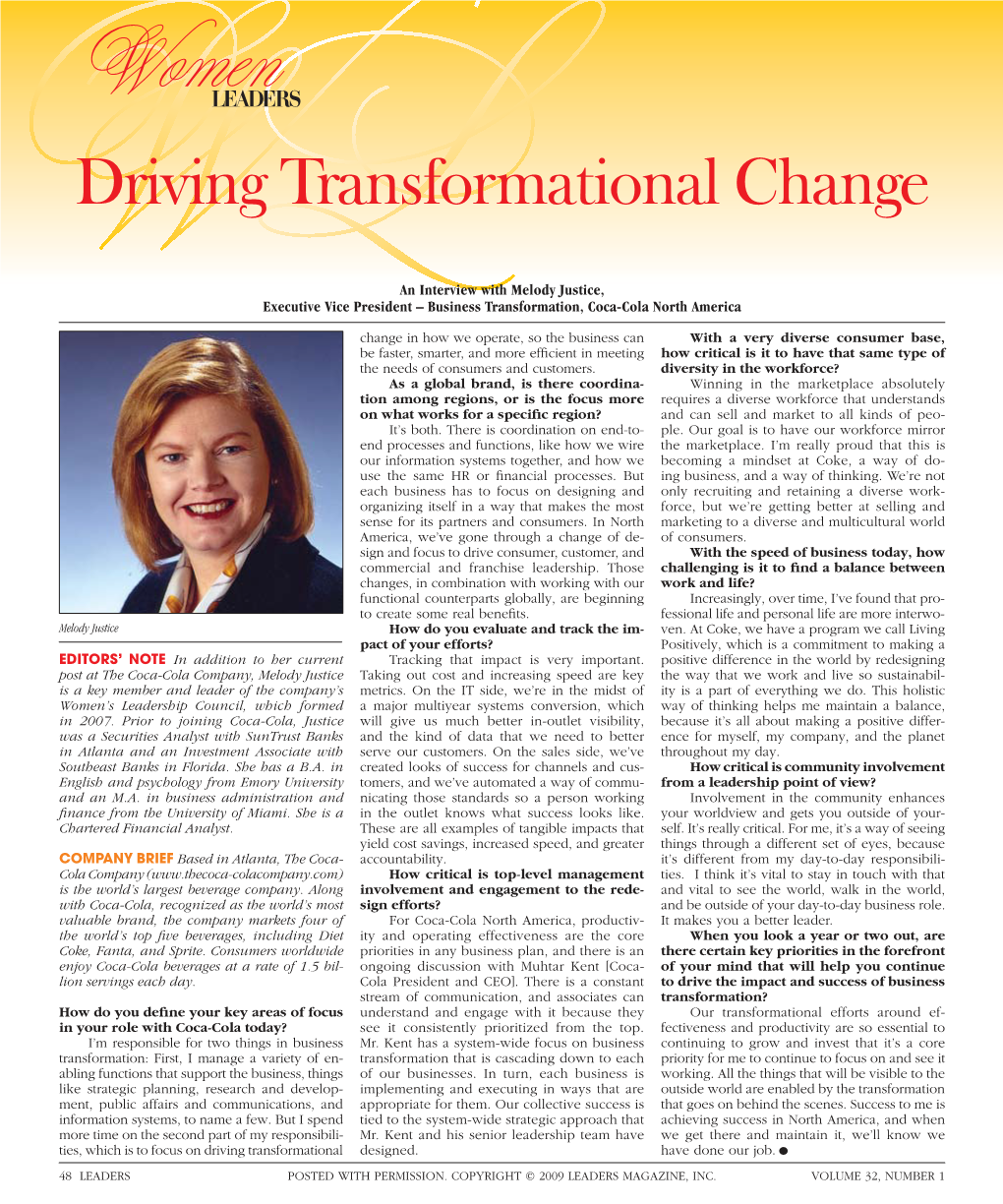 Driving Transformational Change