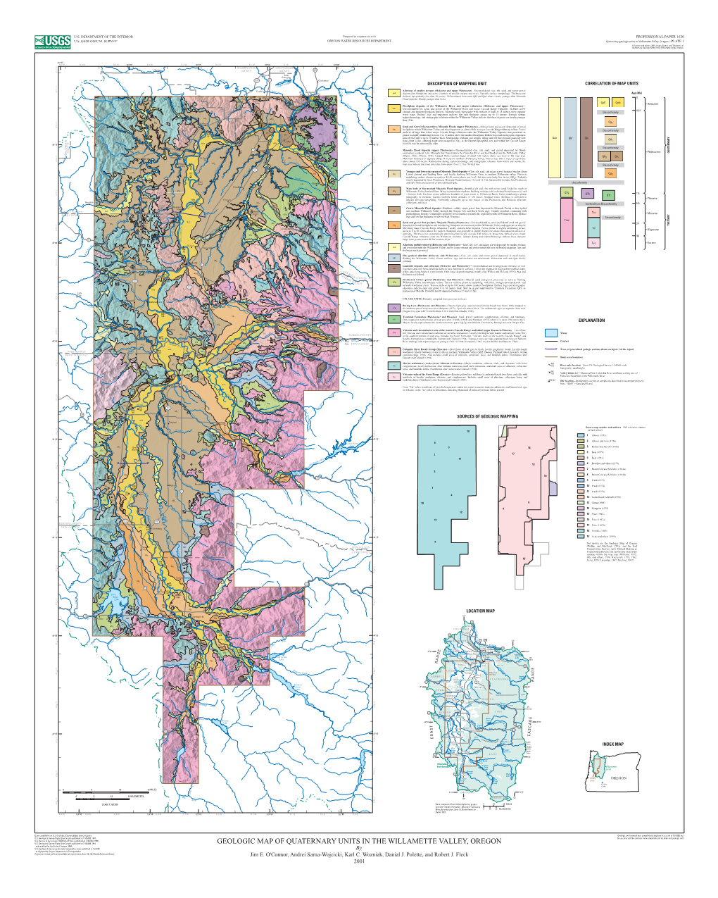 GEOLOGIC MAP of QUATERNARY UNITS in the WILLAMETTE VALLEY, OREGON and Modified by the State of Oregon, 1994; U.S