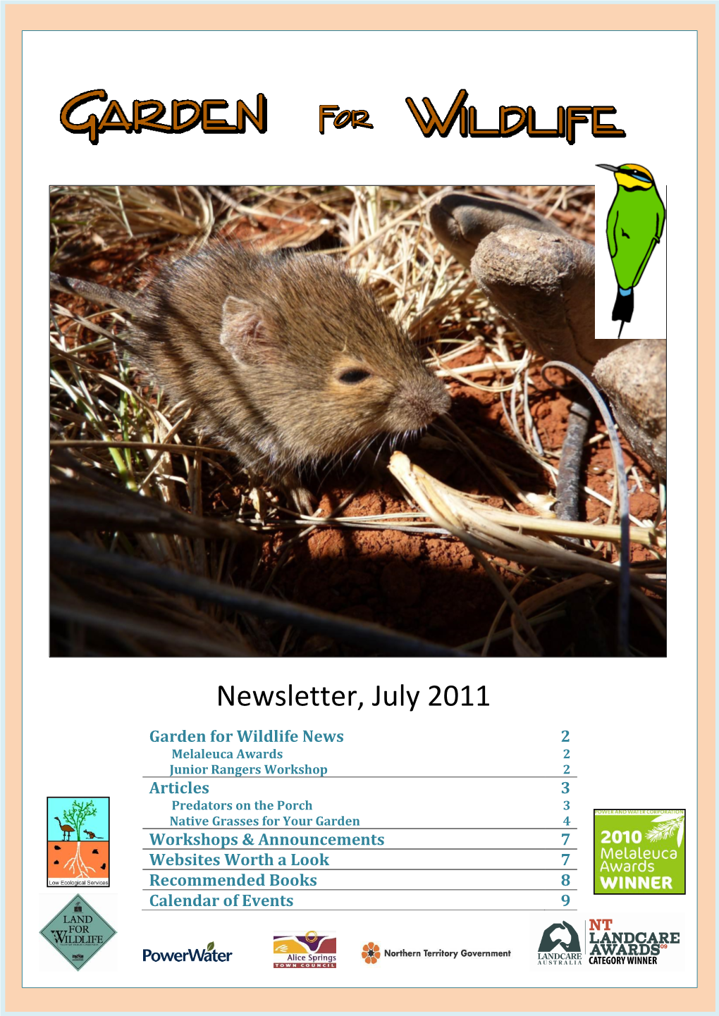 July 2011 Newsletter [PDF 1 MB]Predators on the Porch, Native