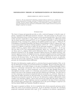 Deformation Theory of Representations of Prop(Erad)S