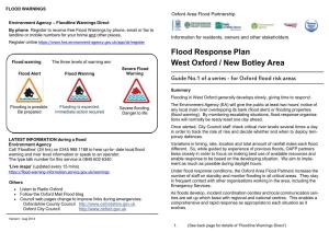 Flood Response Plan West Oxford / New Botley Area