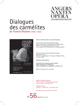 Dialogues Des Carmélites De Francis Poulenc (1899 -1963)